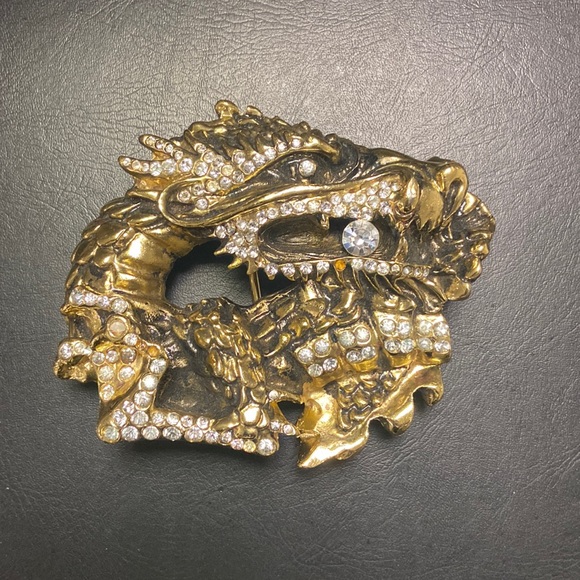 Other - Gold Rhinestone Dragon Belt Buckle